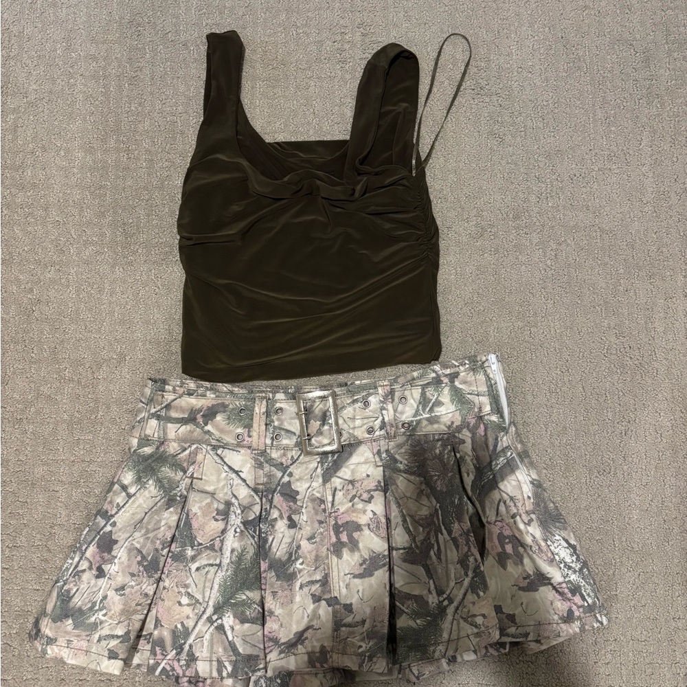 Dark Camouflage Skirt with White Lining